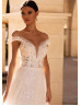 Cap Sleeves Beaded Ivory Lace Tulle Rustic Wedding Dress